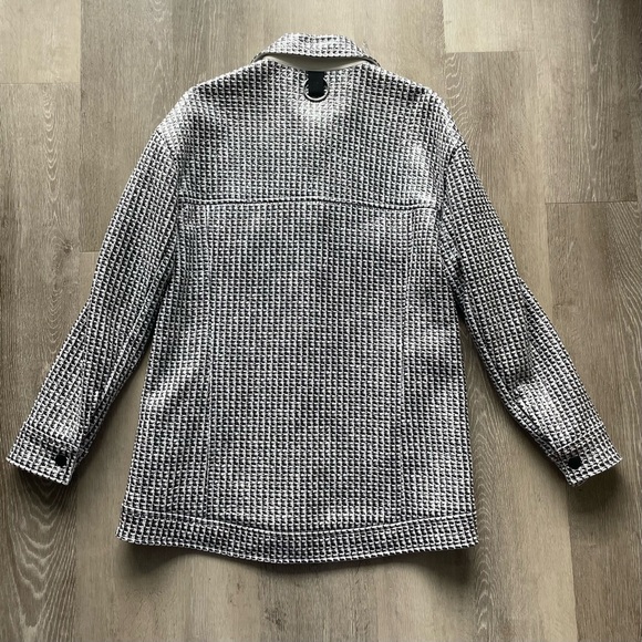 Tibi Woven Houndstooth Black White Coated Jacket Pointed Collar Sample - Picture 9 of 15